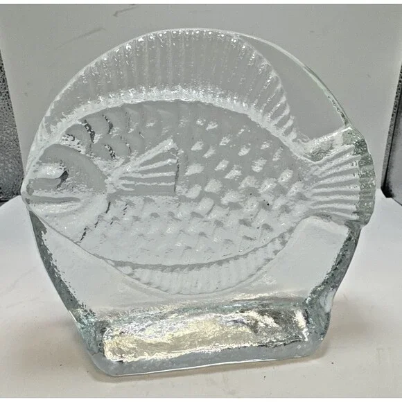 Pair 2 vintage Pilgrim Glass fish bookends from the 1970s 3D nautical ocean - Picture 2 of 7